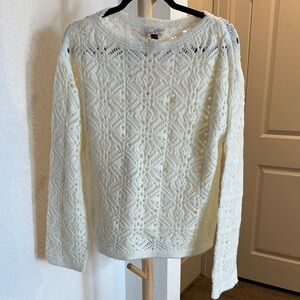 Universal Thread Cream Openwork Knit Pullover